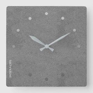 Chic Silver Grey Leather Look Add Logo Quadratische Wanduhr