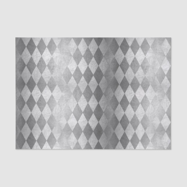 Chic Silver Harlequin Diamond-Musterpapier Seidenpapier (Vorderseite)