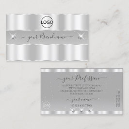 Chic Silver Light Gray Sparkling Diamonds Add Logo Visitenkarte