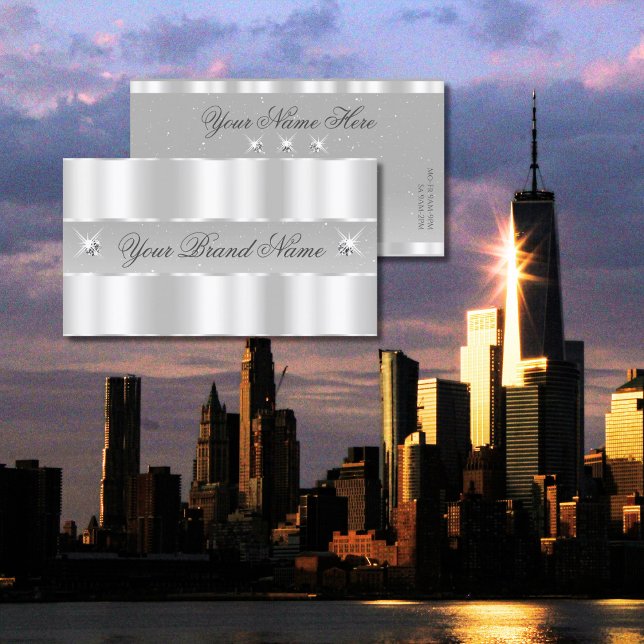 Chic Silver Light Gray Sparkling Diamonds Stilvoll Visitenkarte (Von Creator hochgeladen)