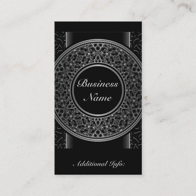 Chic Silver Medallion Business Card 2 Visitenkarte (Vorderseite)