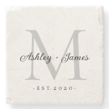 Chic Silver Monogram Script-Namen Hochzeitdatum