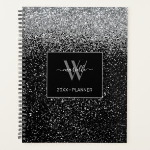 Chic Silver Parties scintillant Monogramme Nom du
