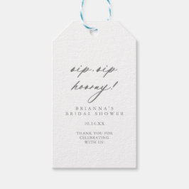Chic Silver Sip Sip Hooray Brautparty Geschenkanhänger