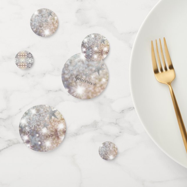 Chic Silver Stars Party Confetti Konfetti (Gruppe)
