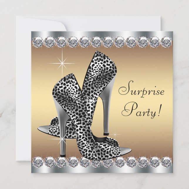 Chic Silver und Gold Frauen überraschen Geburtstag Einladung (Vorderseite)