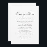 Chic Silver Wedding Kissing Menu Game Card<br><div class="desc">Diese schicke silberne Hochzeitskissingkarte eignet sich perfekt für einen rustikalen Hochzeitsempfang. Das schlichte und elegante Design zeichnet sich durch klassische und extravagante Schrift-Typografie in Silber aus.</div>