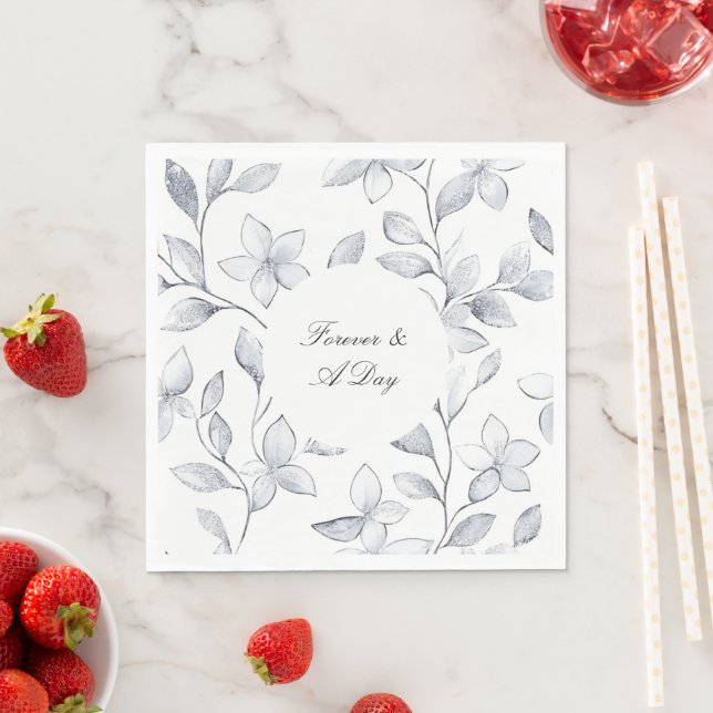 Chic Silver White Floral Wedding Serviette (Beispiel)