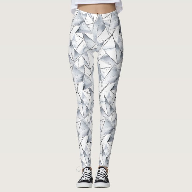 Chic Silver White Triangle Leggings (Vorderseite)