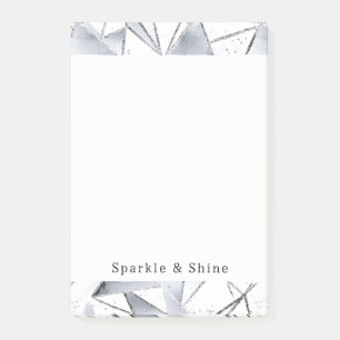 Chic Silver White Triangle Post-it Klebezettel