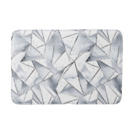 Chic Silver White Triangle Weihnachten Badematte