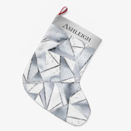 Chic Silver White Triangle Weihnachten Großer Weihnachtsstrumpf