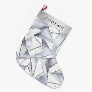 Chic Silver White Triangle Weihnachten Großer Weihnachtsstrumpf