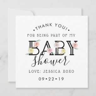 Chic simple Baby shower de jardin fleuri Merci