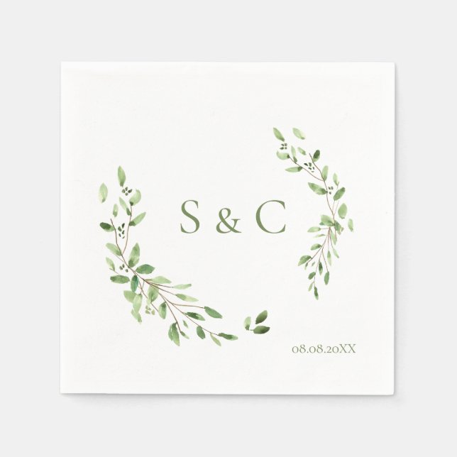 Chic Simple Custom Monogram Wreath Wedding Serviette (Vorderseite)