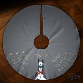 Chic Simple Gray | Funny Winter Llama Sheep Donkey Polyester Weihnachtsbaumdecke