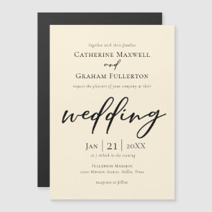 Chic Simple Ivory Typografy Wedding Magneteinladung