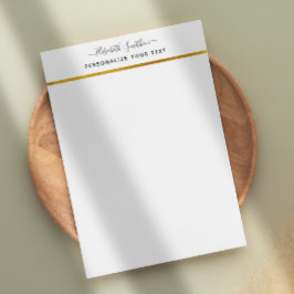 Chic Simple Minimal White Gold Personal Stationery Briefbogen