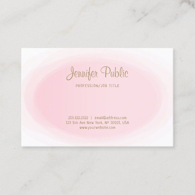 Chic Simple Modern Pink Gold Minimalistische Vorla Visitenkarte (Vorderseite)