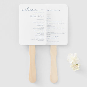 Chic + Simple Modern Wedding Program Fans   Blau Fächer