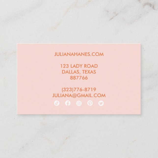 Chic Simple Pink Orange Rainbows Social Icons Visitenkarte (Rückseite)