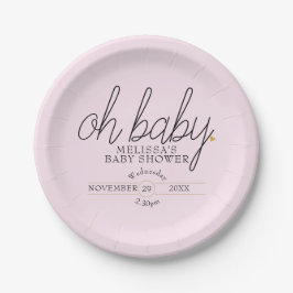 Chic Skript goldenes Herz Mädchen Dusche oh Baby Pappteller