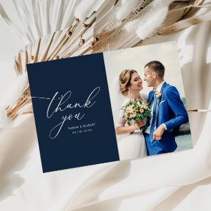 Chic Skript moderne Hochzeit danke Ihnen Foto-Kart