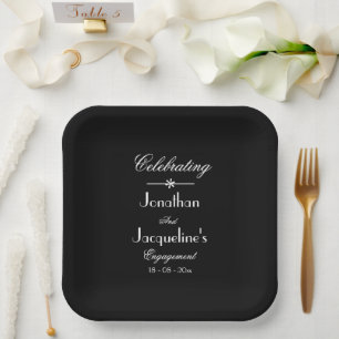Chic-Skriptnamen für Teilnehmer Elegant B & W Pappteller