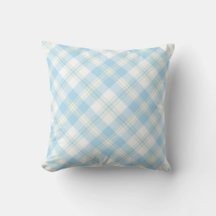 Chic Sky Blue, Green und White Karo Muster Kissen