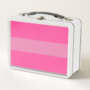 Chic Sleek Zwei Tone Bright Pink Nahtlose Streifen Metall Brotdose