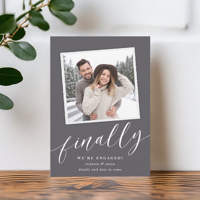 Chic Snapshot Foto Verlobung Ankündigung (Von Creator hochgeladen)