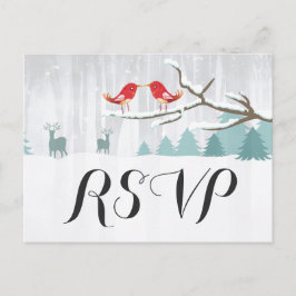 Chic Snow Wonderland Bird Deer Winter Wedding UAWG Einladungspostkarte