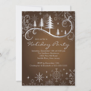Chic Snowflakes Christmas Trees Holiday Party Einladung