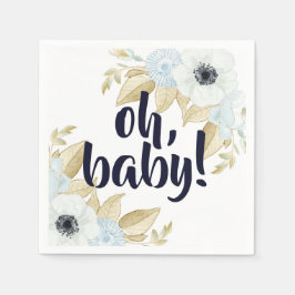 Chic Soft Blue & White Floral Baby Dusche Serviette