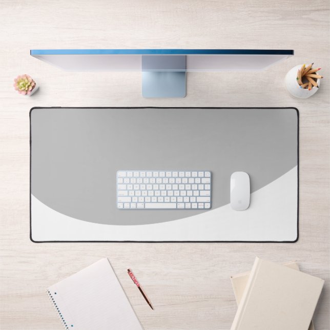 Chic Soft Gray Flows White Wave Bottom Edge Schreibtischunterlage (Büro 1)