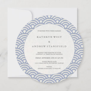 Chic Soft Lila Stylisierte japanische Waves Weddin Einladung