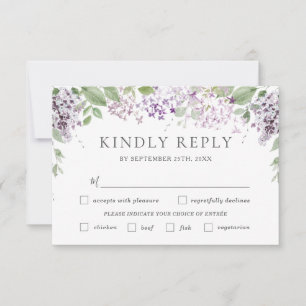 Chic Soft Lilac Lila Blumenkarte RSVP Karte