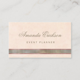 Chic Soft Peach IMITATE Sequin Shimmer Event Plann Visitenkarte