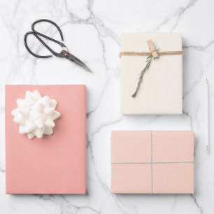 Chic Soft Rosa Blasse Pastell Einfarbige Schattier Geschenkpapier Set