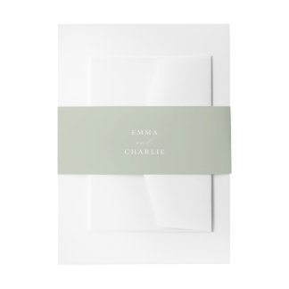 Chic Soft Sage Boho-Hochzeitseinladung Bauchbinde Einladungsbanderole