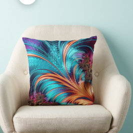 Chic Sophisticous Feather Aqua Amber Throw Kissen