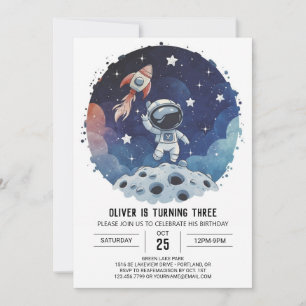 Chic Space Kids Astronaut Boy Birthday Einladung
