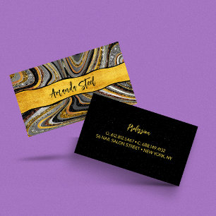 Chic Sparkle Glitzer Marmor Art Graugold Monogramm Visitenkarte