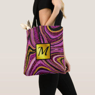 Chic Sparkle Glitzer Marmor Art pink gold monogram Tasche