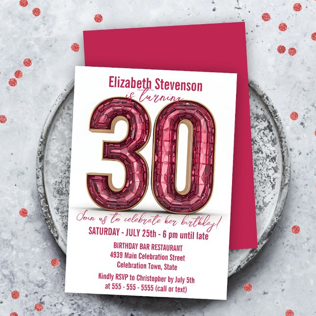 Chic Sparkling Crystal Pink und Gold 30. Geburtsta Einladung (Von Creator hochgeladen)