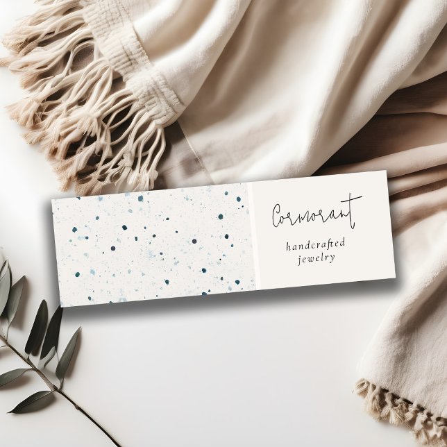 Chic Speckled Blue White Texture Earring Holder Mini Visitenkarte (Von Creator hochgeladen)