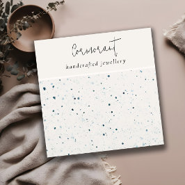 Chic Speckled Blue White Texture Earring Holder Quadratische Visitenkarte