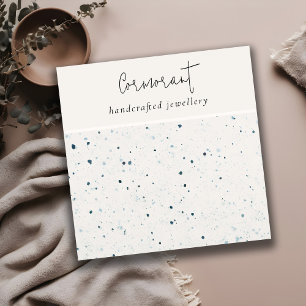 Chic Speckled Blue White Texture Earring Holder Quadratische Visitenkarte