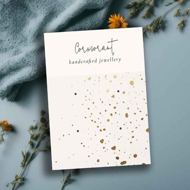 Chic Speckled Gold White Texture 2 Earring Holder Visitenkarte (Von Creator hochgeladen)