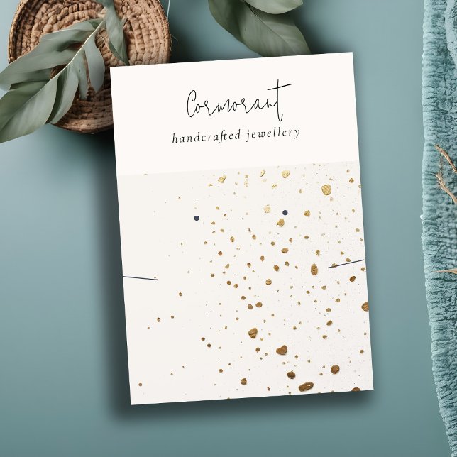 Chic Speckling Gold White Earring Necklace Display Visitenkarte (Von Creator hochgeladen)